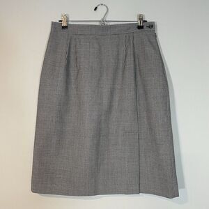 Harve Benard‎ Houndstooth Lined Wool Knee Length Skirt Size 12 Front & Back Slit